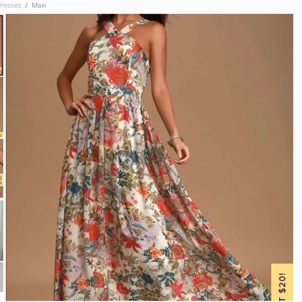 Lulus Lilja cream floral print maxi dress